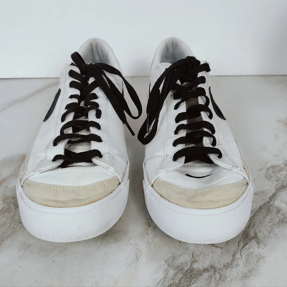 Nike Men's Blazer Low '77 Vintage White Black Canvas Sneakers, 10.5 - Picture 3 of 11